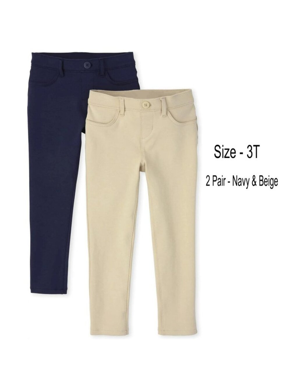 The Children's Place Pull on Jeggings Pants Sandy Navy 2 Pack 3T US